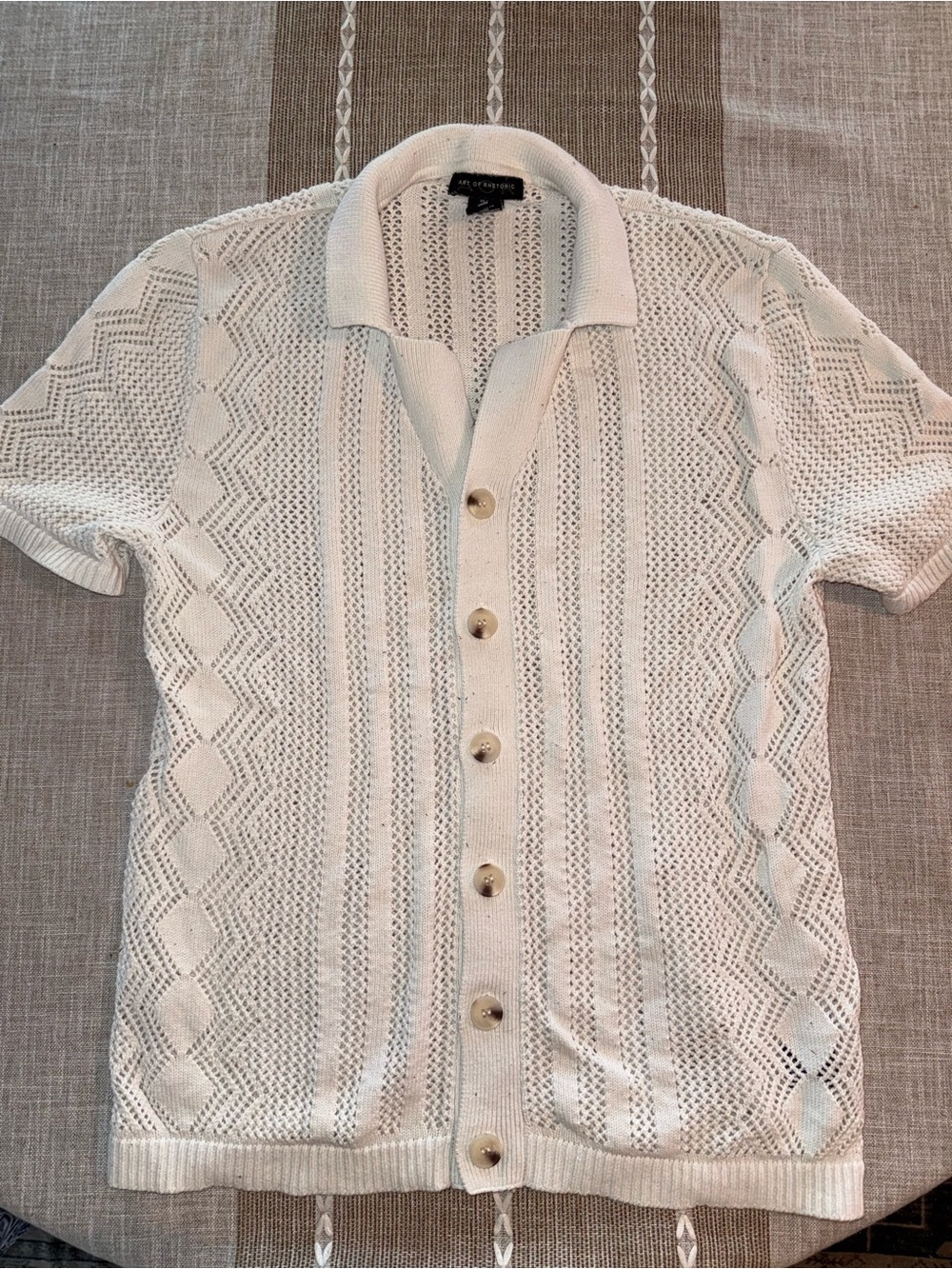 Men's Short-Sleeve Knit Button-Down Shirt - White